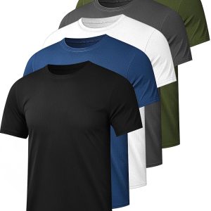 5-Pack Males’s Mesh Exercise Shirts – Fast-Dry Athletic Quick Sleeve T-Shirts with Moisture-Wicking Material