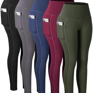 CHRLEISURE Girls’s Excessive-Waisted Leggings with Pockets for Tummy Management and Exercise Yoga