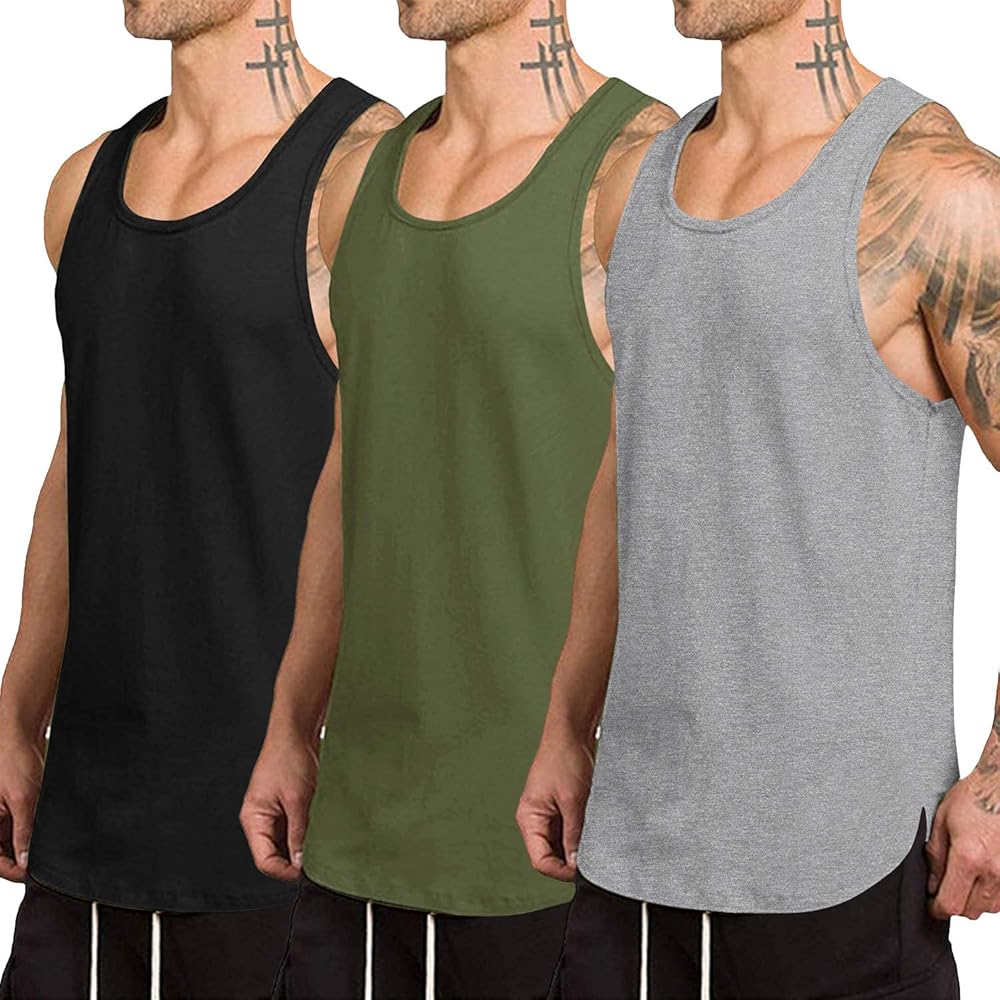 COOFANDY Males’s 3-Pack Fast-Dry Exercise Tank Tops – Sleeveless Muscle Tees for Gymnasium and Bodybuilding