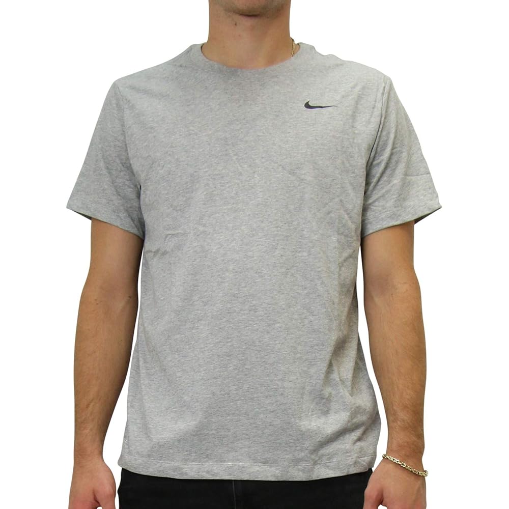 Nike Dri-FIT Males’s Exercise T-Shirt (Darkish Gray Heather/Black, AR6029-063)