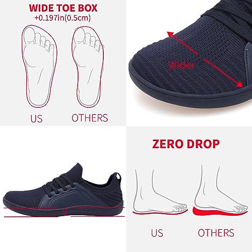 relxfeet Males's Minimalist Barefoot Cross-Coaching Sneakers - Extensive Toe Zero Drop Sole Path Operating Sneakers