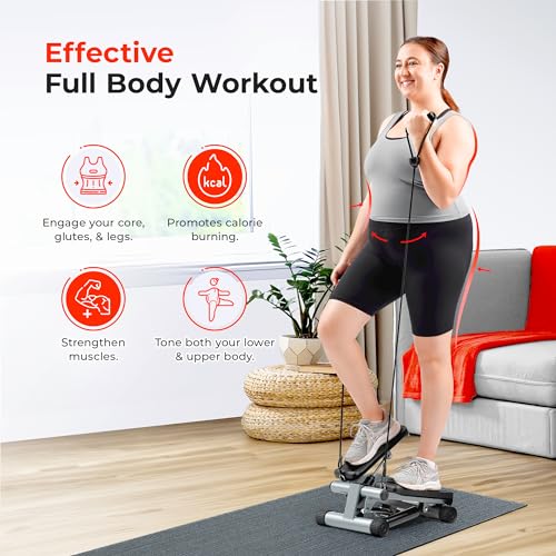 Sunny Well being & Health Mini Steppers for House Exercises, Stair Step Train Machine with Non-compulsory Resistance Bands, Full Full Physique Cardio Gear, Consists of Free SunnyFit App