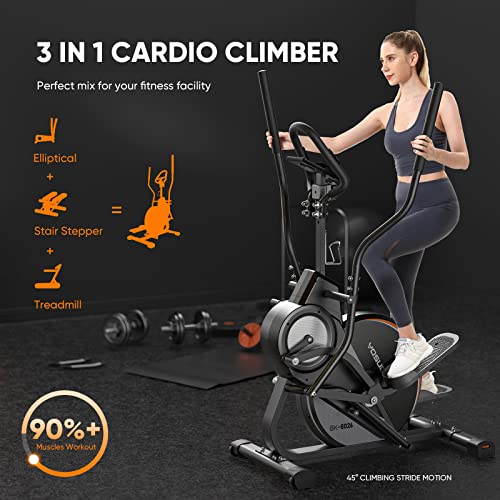 YOSUDA Professional Cardio Climber Stepping Elliptical Machine - 3-in-1 Complete Physique Health Cross Coach with Quiet Magnetic Resistance System and Stair Stepper Options